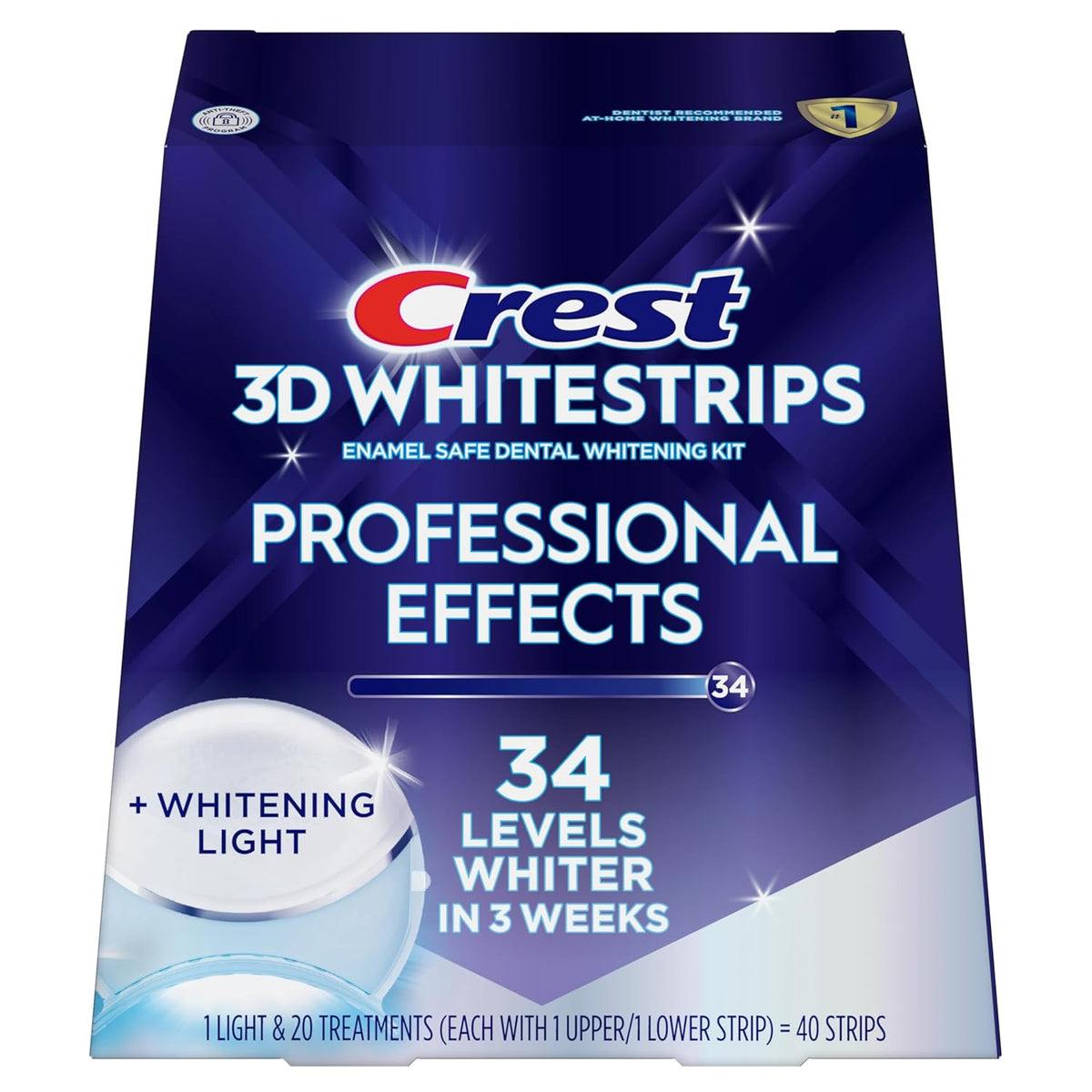 【タイムセール】クレスト　crest whitening Crest 3DWhitestrips Professional Effects + LED Light , 20 Treatments (