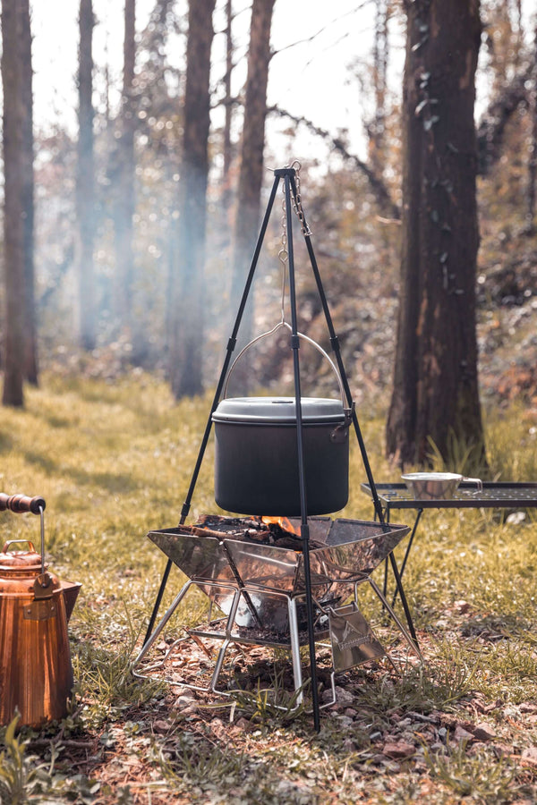 Campingmoon Aluminum Tripod Pot Holder - Black