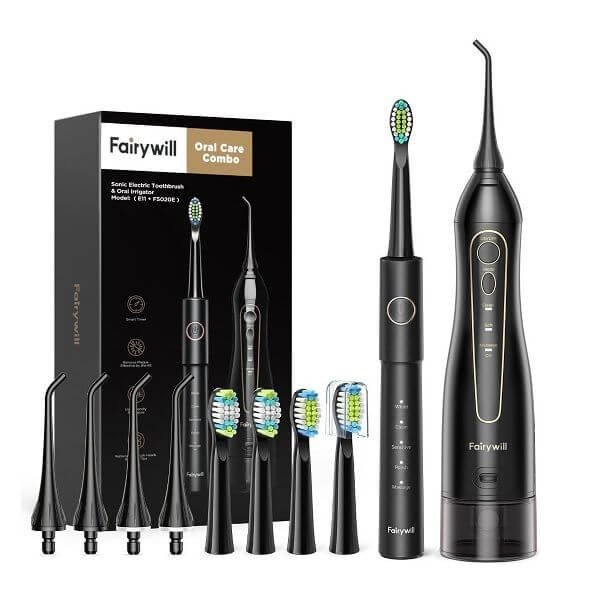 Fairywill Water Flosser and Sonic Electric Toothbrush E11+F5020E (Bundle)