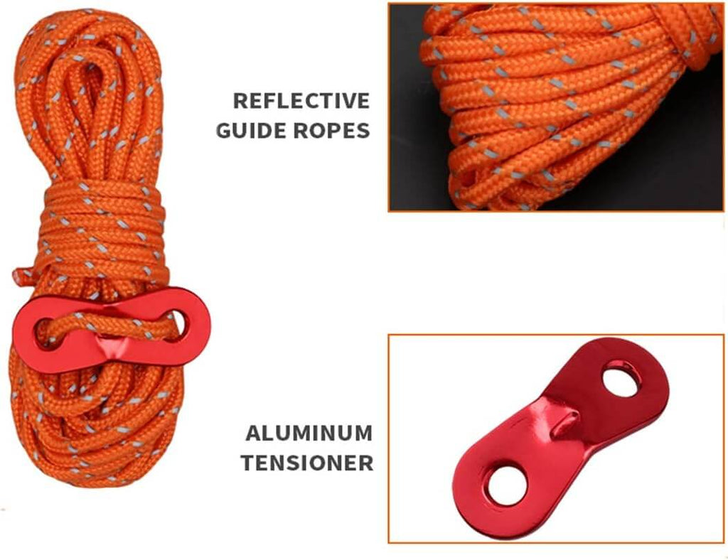 ROCKIA Tent Guy Ropes  Camping Guide Cord - Reflective Reusable