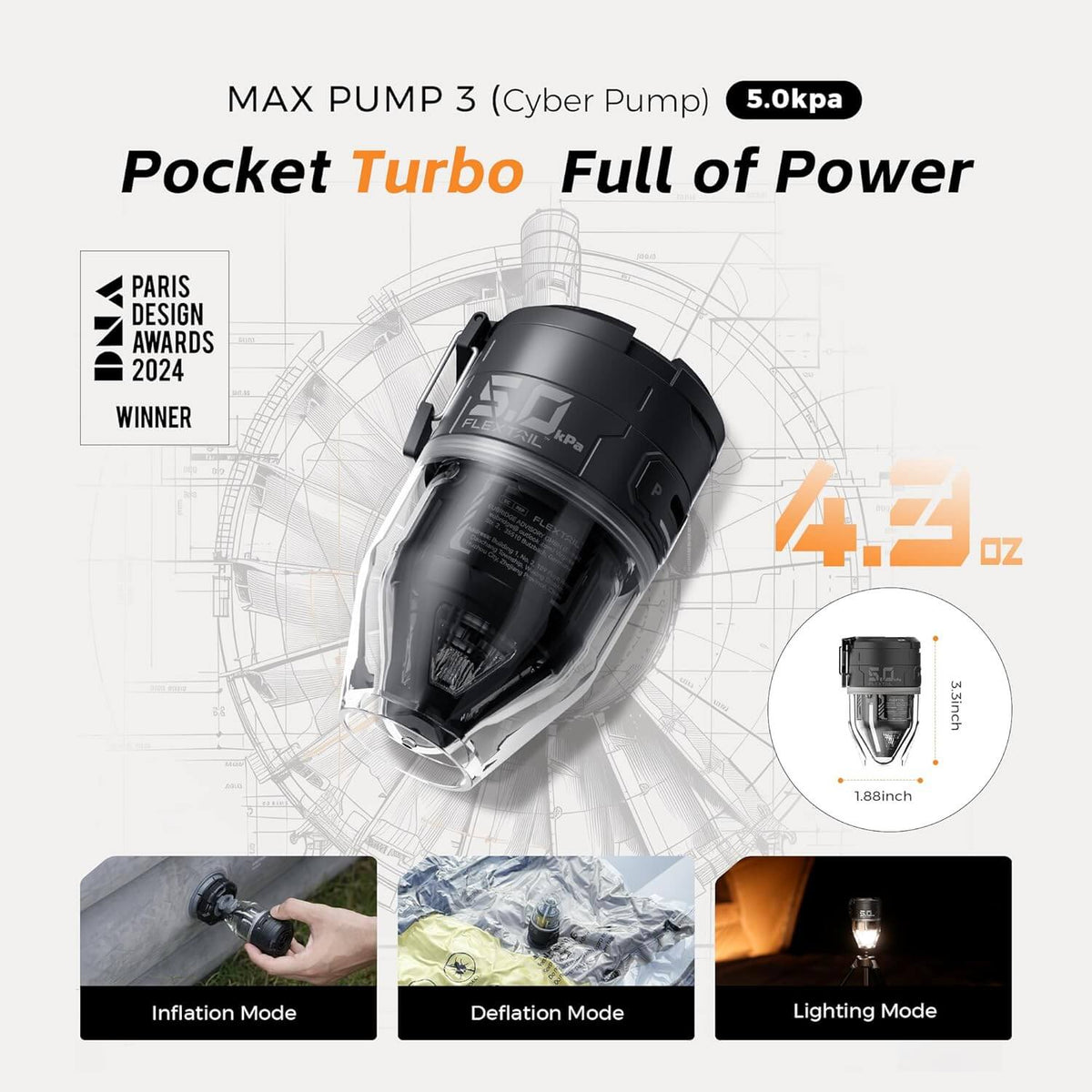 مضخة هواء FLEXTAILGEAR Max Pump 3