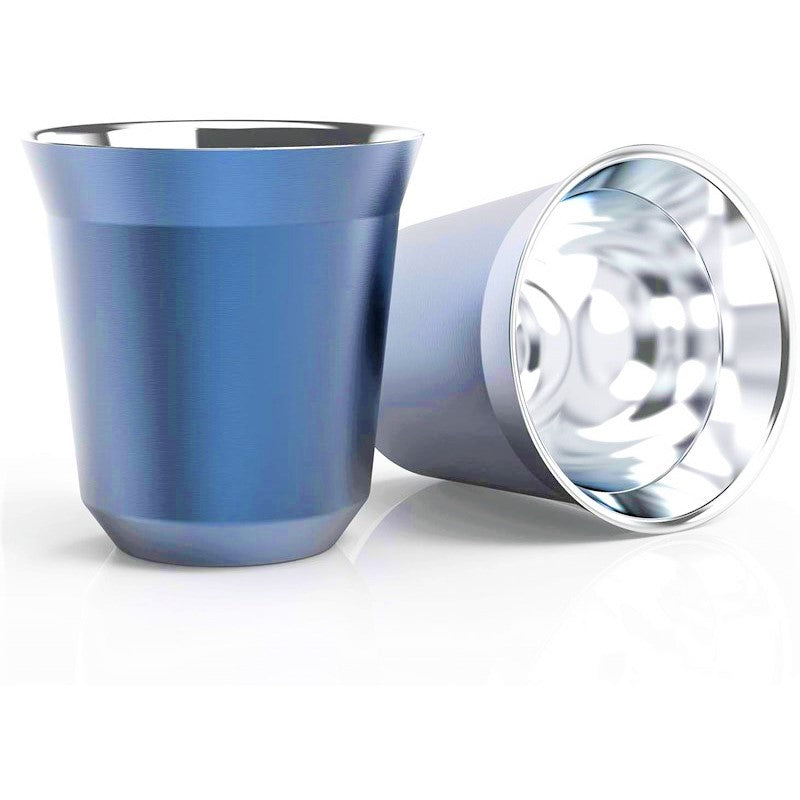 Double Wall Insulated Stainless Steel Coffee Cup (Blue 80 ml)