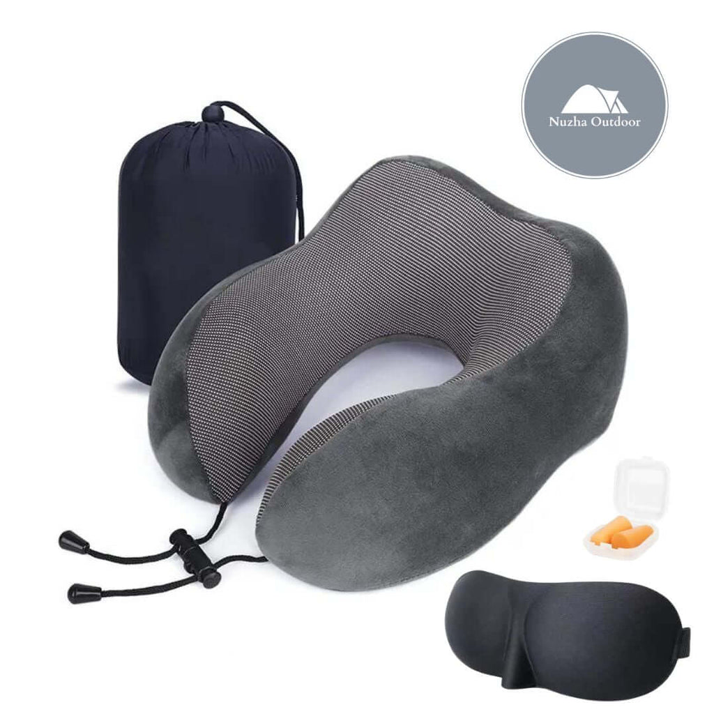 Memory Foam Neck Travel Pillow with Eye Mask and Ear Plugs