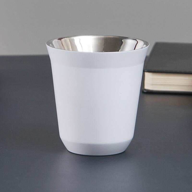 Double Wall Insulated Stainless Steel Coffee Cup (White 160 ml)