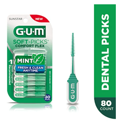 GUM-6705R Soft-Picks Comfort Flex Mint Dental Picks, New Invigorating Mint Flavor, 80 Pieces - Neshtary