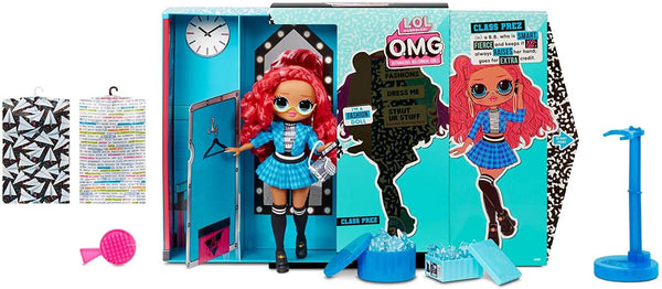 LOL Surprise OMG Series 3 Class Prez Fashion Doll With 20 Surprises Including Exclusive Doll, Outfit, Shoes, Accessories, Hat, Purse, Hairbrush, Doll Stand, Closet/Dress Room Playset
