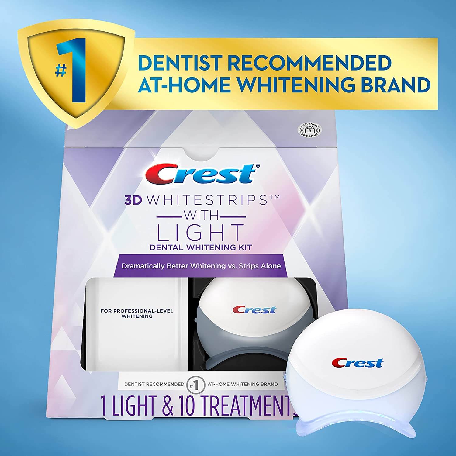 Crest 3D Whitestrips with Light, Teeth Whitening Strip Kit, 20 Strips Neshtary