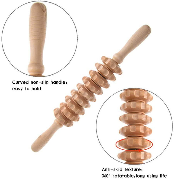 Wood Point Stick 9 Wheels Massager - Neshtary