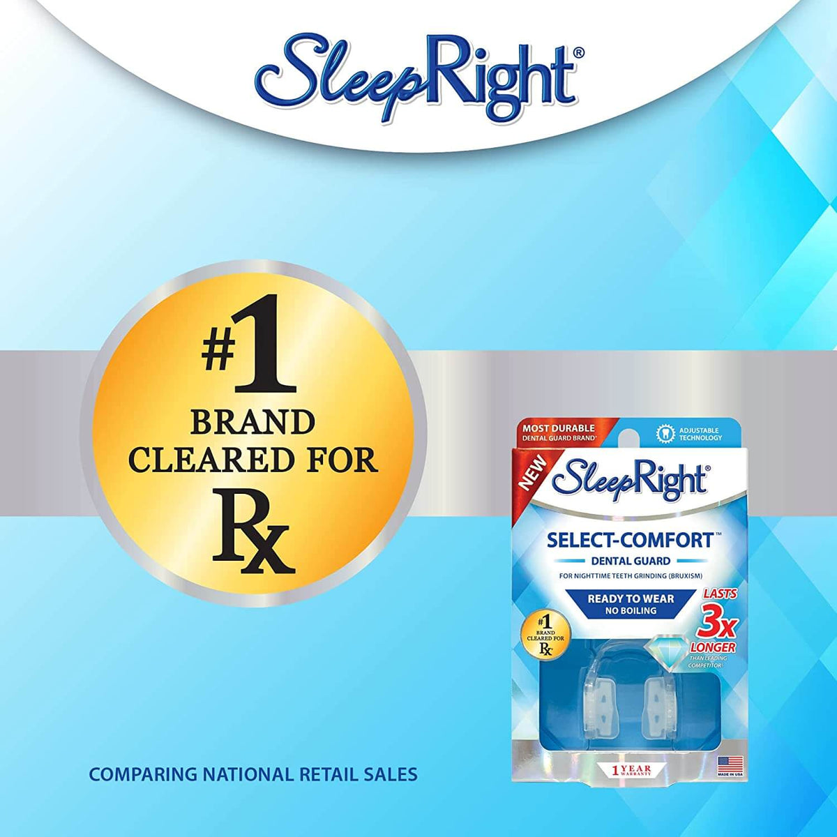 SleepRight® Select No-Boil Dental Guard – Sleeping Teeth Guard – Mouth Guard To Prevent Teeth Grinding