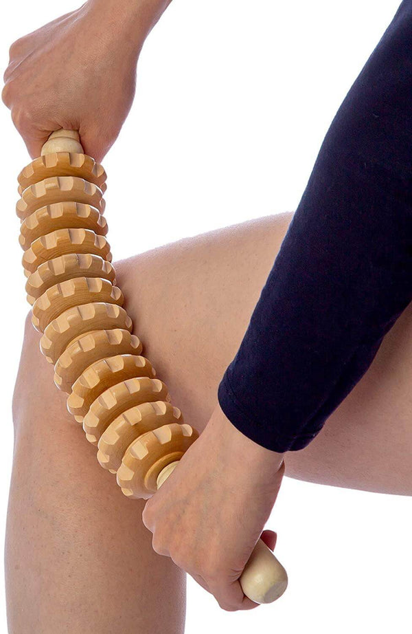 Wood Curved Point Stick 12 Wheels Massager - Neshtary