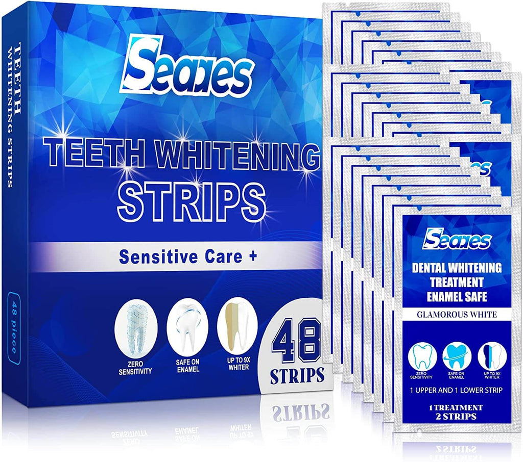 SEAAES 48 Teeth Whitening Strips - Non-Sensitive Formula