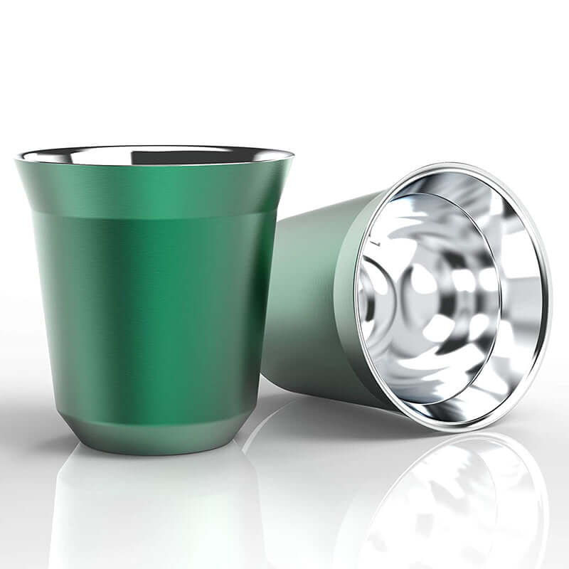 Double Wall Insulated Stainless Steel Coffee Cup (Green 80 ml)