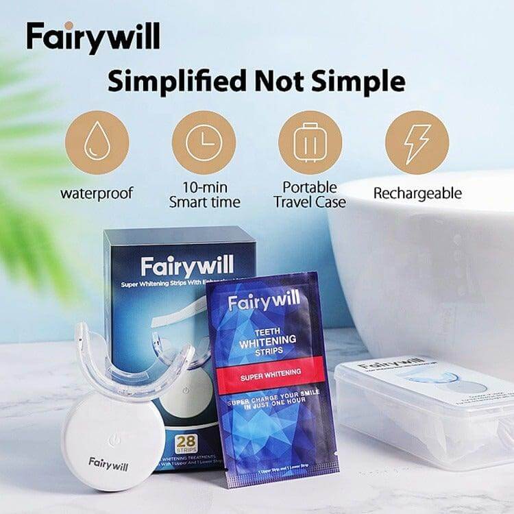 Fairywill Teeth Whitening Strips with Rechargeable LED Light